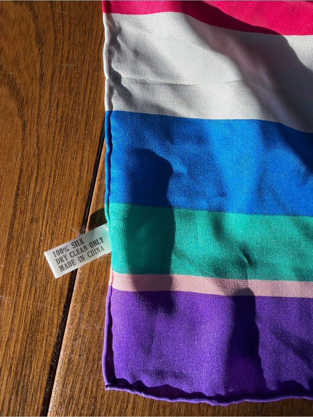 Vintage Units 100% Silk Scarf Colorful Striped Long Skinny Neck Scarf - Picture 5 of 9
